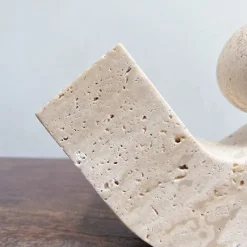 Tom Wohndeko-Teravon Balance Ball Stone Accent – Natural Travertine Décor