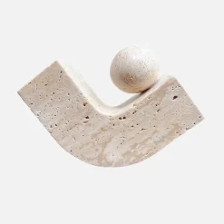 Tom Wohndeko-Teravon Balance Ball Stone Accent – Natural Travertine Décor
