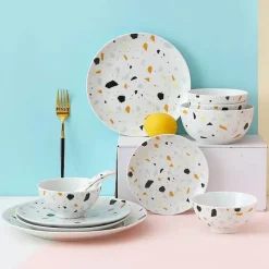 Elegance at the Table Küche & Esszimmer-Terrazzo-Keramik-Geschirrset – Moderne Geschirrkollektion