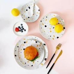 Elegance at the Table Küche & Esszimmer-Terrazzo-Keramik-Geschirrset – Moderne Geschirrkollektion