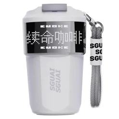 The Outdoor Vault Camping-Werkzeuge|Outdoor-Artikel-Thermosbecher aus Edelstahl mit digitalem Pixel-Design – intelligenter isolierter Reisebecher