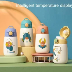 The Cozy Mug Küche & Esszimmer-Thermosflasche für Kinder – Cartoon-Wasserflasche mit Temperaturanzeige