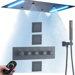 The Blissful Bath Badezimmer-Thermostatic Rain Shower System - Massaging Waterfall Set