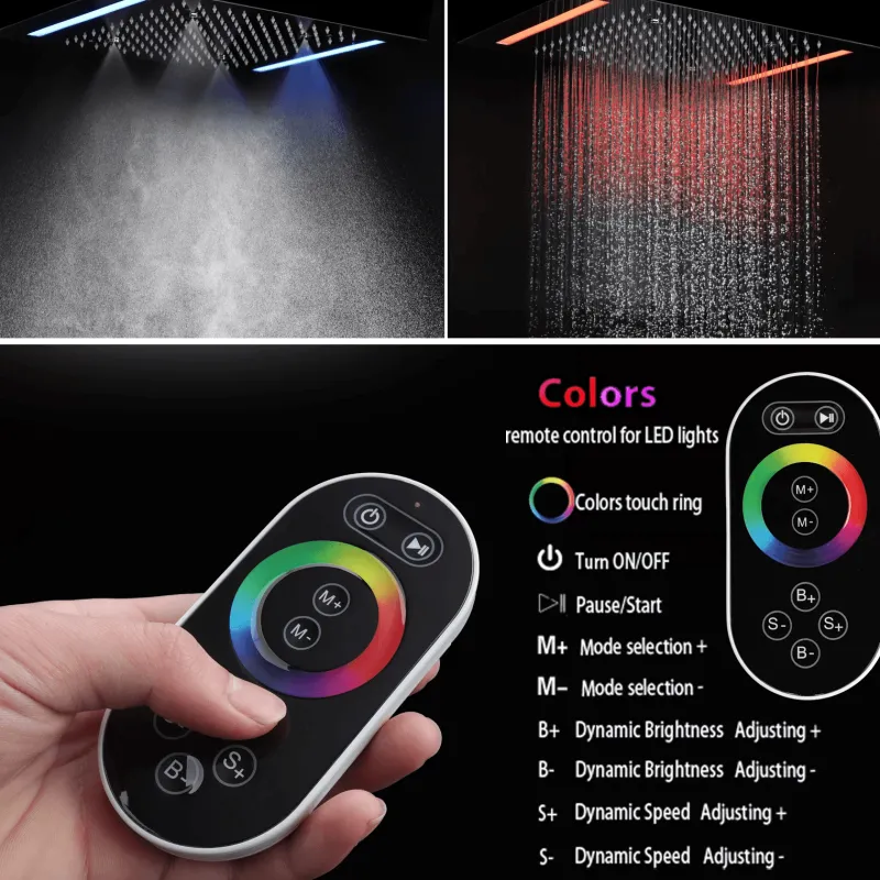 The Blissful Bath Badezimmer-Thermostatic Rain Shower System - Massaging Waterfall Set