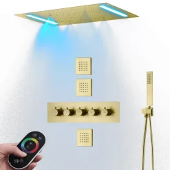 The Blissful Bath Badezimmer-Thermostatic Rain Shower System - Massaging Waterfall Set