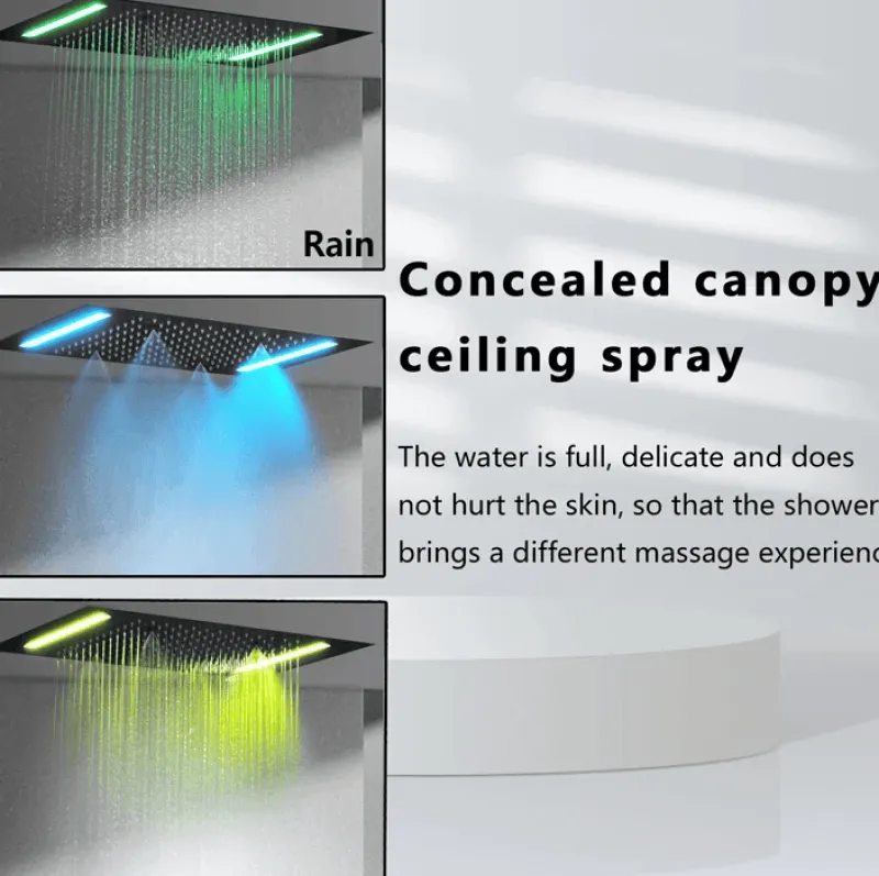 The Blissful Bath Badezimmer-Thermostatic Rain Shower System - Massaging Waterfall Set