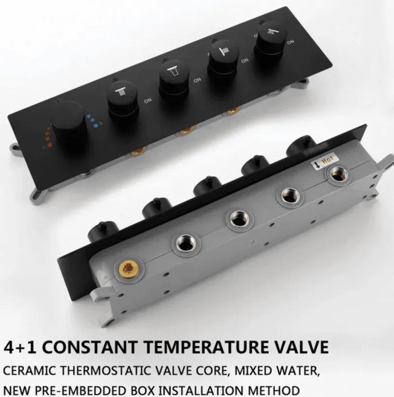 The Blissful Bath Badezimmer-Thermostatic Rain Shower System - Massaging Waterfall Set