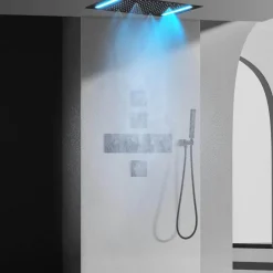 The Blissful Bath Badezimmer-Thermostatic Rain Shower System - Massaging Waterfall Set