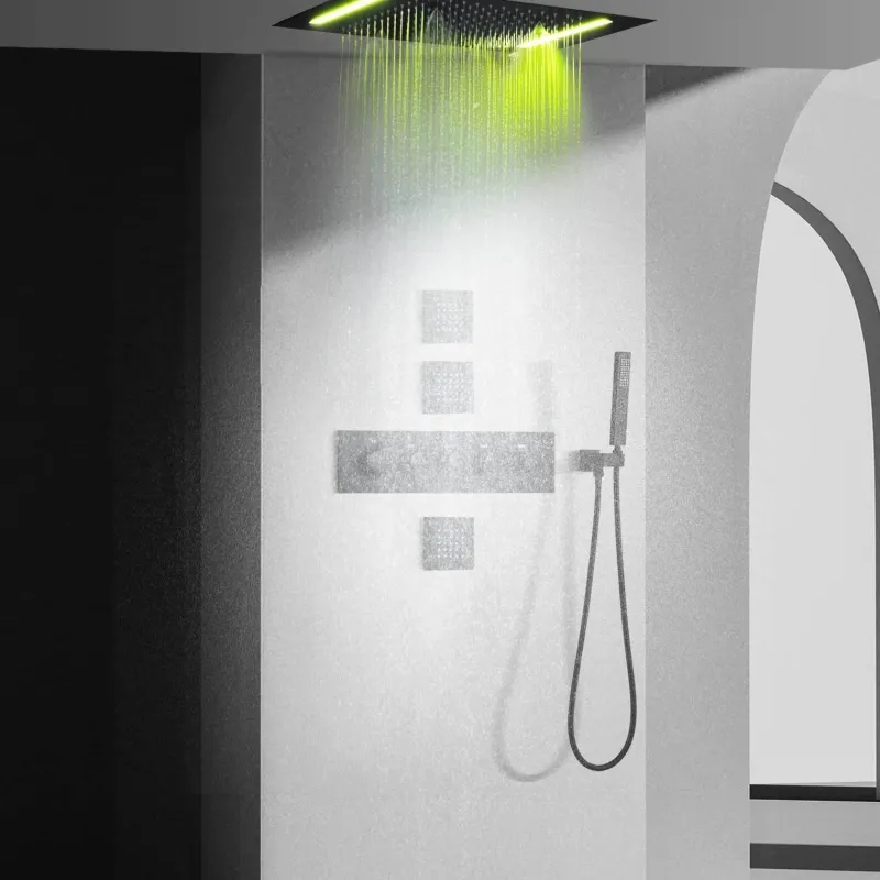The Blissful Bath Badezimmer-Thermostatic Rain Shower System - Massaging Waterfall Set