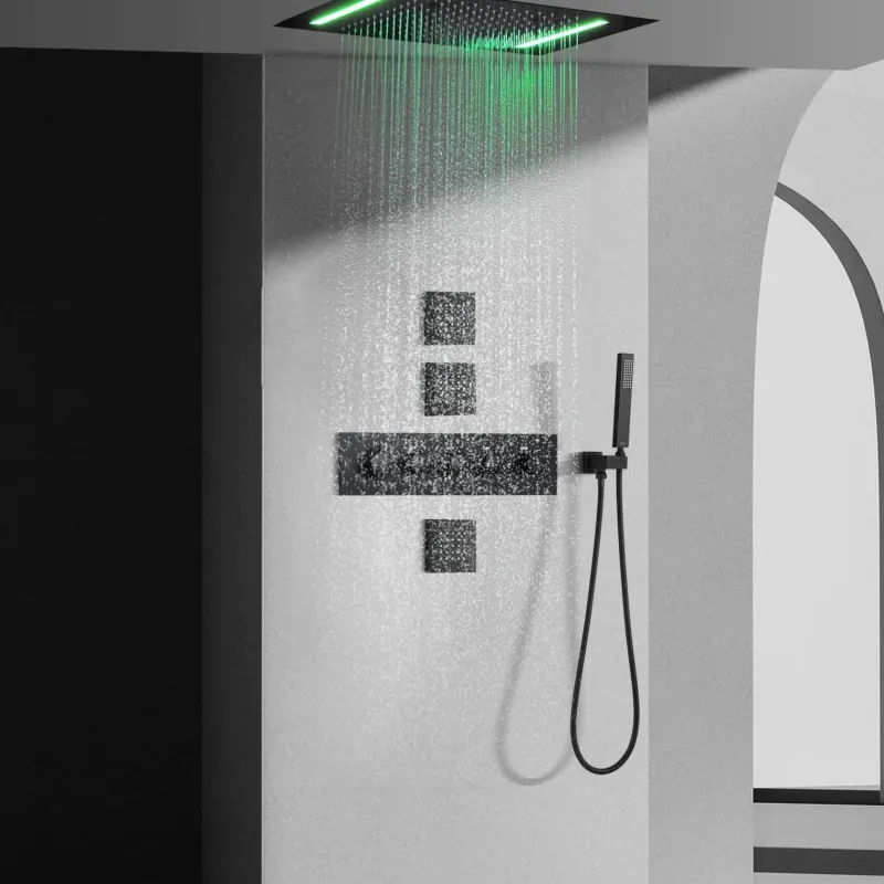 The Blissful Bath Badezimmer-Thermostatic Rain Shower System - Massaging Waterfall Set