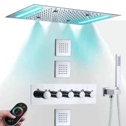 The Blissful Bath Badezimmer-Thermostatic Rain Shower System - Massaging Waterfall Set