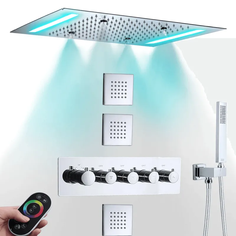 The Blissful Bath Badezimmer-Thermostatic Rain Shower System - Massaging Waterfall Set