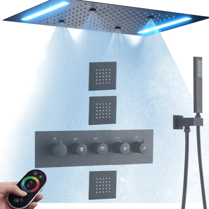 The Blissful Bath Badezimmer-Thermostatic Rain Shower System - Massaging Waterfall Set