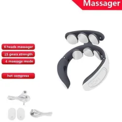 The Relaxation Nook Gesundheits-Gadgets|Gesundheits- Und Entspannungstools-Tiefenmassagegerät für Nacken und Schultern – 6-köpfiges Schmerzlinderungsgerät