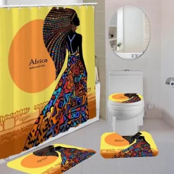 Aqua Essence Badezimmer-Timbuktu Duschvorhang-Set – Dekoratives Badeaccessoire