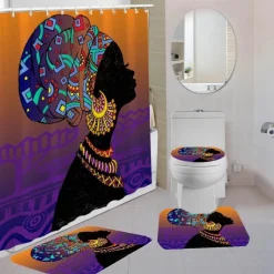 Aqua Essence Badezimmer-Timbuktu Duschvorhang-Set – Dekoratives Badeaccessoire