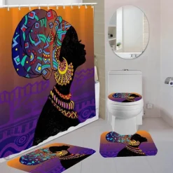 Aqua Essence Badezimmer-Timbuktu Duschvorhang-Set – Dekoratives Badeaccessoire