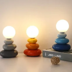 Illuminate Home Beleuchtung-Tischlampe aus gestapelten Steinen – Kreative dekorative Leuchte
