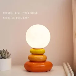 Illuminate Home Beleuchtung-Tischlampe aus gestapelten Steinen – Kreative dekorative Leuchte
