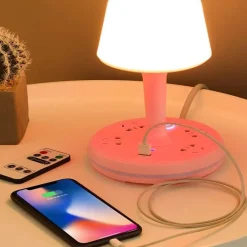 Comfort u0026 Style Beleuchtung-Tischlampe mit Steckdosenleiste – Schreibtischlampe mit Telefonhalter