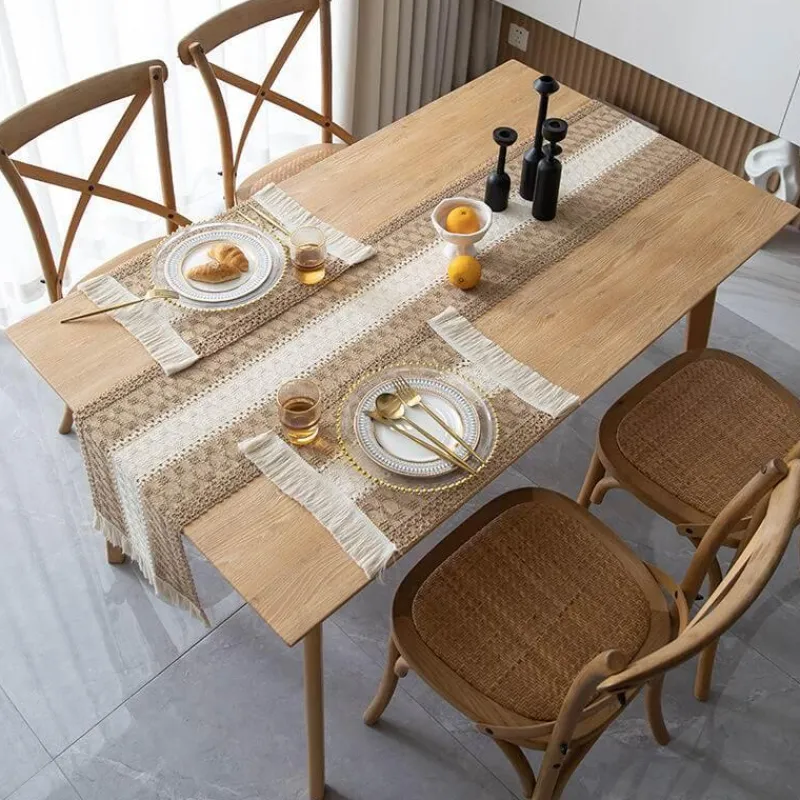 Fine Table Threads Küche & Esszimmer-Tischläufer aus Leinen – Elegante Wohndekoration mit Quasten