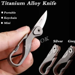 The Outdoor Vault Outdoor-Gadgets|Heimwerkzeuge-Titan-Schlüsselanhängermesser - Mini-faltbares Outdoor-Werkzeug