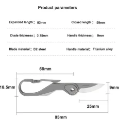 The Outdoor Vault Outdoor-Gadgets|Heimwerkzeuge-Titan-Schlüsselanhängermesser - Mini-faltbares Outdoor-Werkzeug