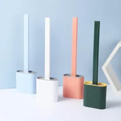 The Blissful Bath Badezimmer-Toilettenbürste aus Silikon mit Halter – Wandmontiertes Badezimmer-Reinigungswerkzeug