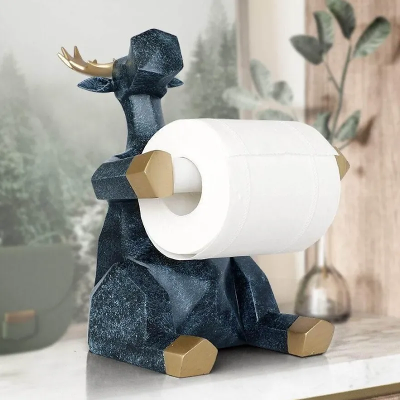 The Blissful Bath Badezimmer-Toilettenpapierhalter mit Elefanten-Hirschmotiv – süßes Badezimmerdekor