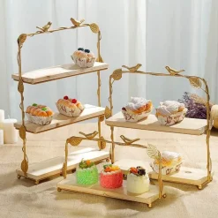 Elegance at the Table Küche & Esszimmer-Tortenständer aus Blattgold – Elegante, dekorative Dessert-Ausstellung