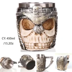 Feast u0026 Flair Küche & Esszimmer-Totenkopf-Ritter-Bierkrug - Halloween-Krug aus Edelstahl mit Harz