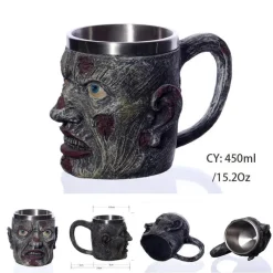 Feast u0026 Flair Küche & Esszimmer-Totenkopf-Ritter-Bierkrug - Halloween-Krug aus Edelstahl mit Harz