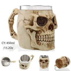 Feast u0026 Flair Küche & Esszimmer-Totenkopf-Ritter-Bierkrug - Halloween-Krug aus Edelstahl mit Harz