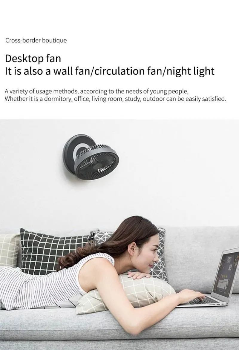 Cozy Living Gadgets Für Zuhause|Beleuchtung-Tragbare kabellose faltbare Ventilator-Nachtlampe