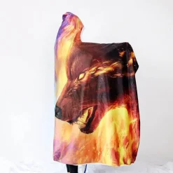 Cozy Haven Bettzeug-Tragbare Kapuzendecke mit Eis und Feuer in 3D