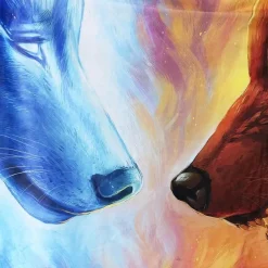 Cozy Haven Bettzeug-Tragbare Kapuzendecke mit Eis und Feuer in 3D