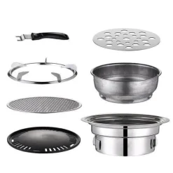 Adventure Basecamp Camping Im Freien|Outdoor-Artikel-Tragbarer Edelstahl-Holzkohlegrill – Campinggrill im koreanischen Stil