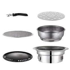 Adventure Basecamp Camping Im Freien|Outdoor-Artikel-Tragbarer Edelstahl-Holzkohlegrill – Campinggrill im koreanischen Stil