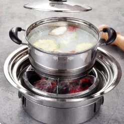 Adventure Basecamp Camping Im Freien|Outdoor-Artikel-Tragbarer Edelstahl-Holzkohlegrill – Campinggrill im koreanischen Stil