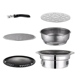 Adventure Basecamp Camping Im Freien|Outdoor-Artikel-Tragbarer Edelstahl-Holzkohlegrill – Campinggrill im koreanischen Stil