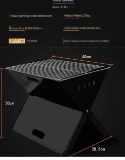 Adventure Basecamp Camping Im Freien|Outdoor-Artikel-Tragbarer, faltbarer Holzkohlegrill – X-förmiger Outdoor-Grill