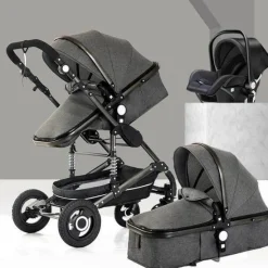 Kinder The Decor Haven Kinderwagen & Zubehör-Tragbarer, faltbarer 3-in-1-Kinderwagen – Hochformat-Design mit zwei Richtungen
