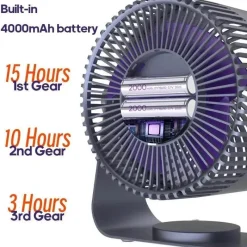 The Decor Haven Gadgets Für Zuhause-Tragbarer kabelloser Ventilator – Leiser Luftkühler/Zirkulator