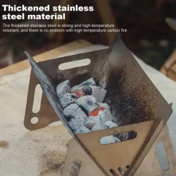 The Outdoor Vault Camping-Werkzeuge|Heimwerkzeuge-Tragbarer Mini-Klappgrill aus Edelstahl – Kompakter Camping-Grill