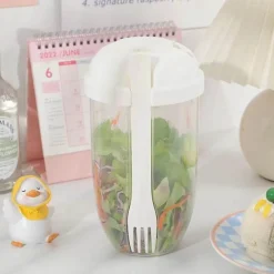 The Culinary Kit Küche & Esszimmer-Tragbarer Salatbecher – Mini-Salatbehälter mit Gabel