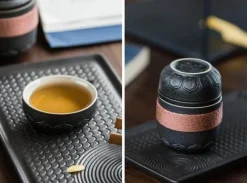 Brew Bliss Küche & Esszimmer-Tragbarer Teebecher aus Keramik – Chinesischer Kung-Fu-Reisebecher