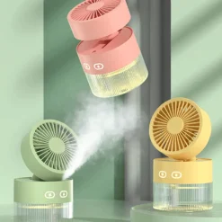 Comfort u0026 Style Gadgets Für Zuhause-Tragbarer USB-Mini-Faltventilator mit warmem Licht und Sprühfunktion