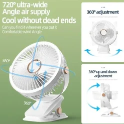 Adventure Basecamp Camping Im Freien|Outdoor-Artikel-Tragbarer, wiederaufladbarer Kühlventilator zum Anklipsen – Mehrwinkel-Außenventilator