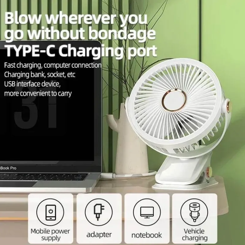 Adventure Basecamp Camping Im Freien|Outdoor-Artikel-Tragbarer, wiederaufladbarer Kühlventilator zum Anklipsen – Mehrwinkel-Außenventilator