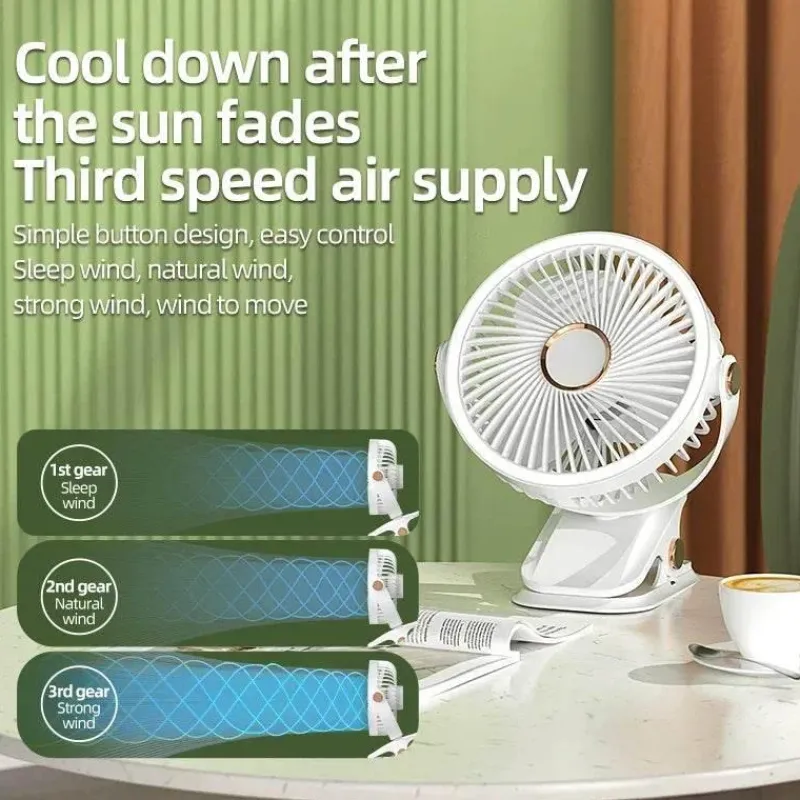 Adventure Basecamp Camping Im Freien|Outdoor-Artikel-Tragbarer, wiederaufladbarer Kühlventilator zum Anklipsen – Mehrwinkel-Außenventilator